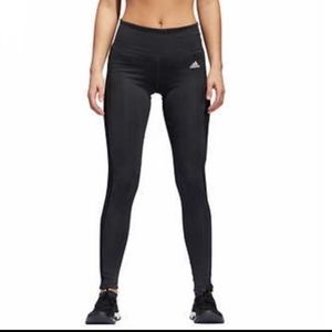 Adidas Women's Climalite 3 Stripe Athletic Tights/Leggings Carbon Gray Size M